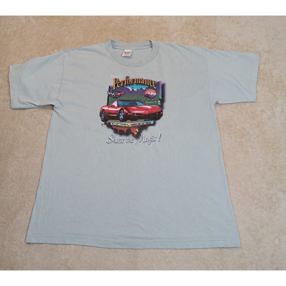 Vintage Murina‎ 1997 Corvette Single Stitch T-Shirt XL Light Green